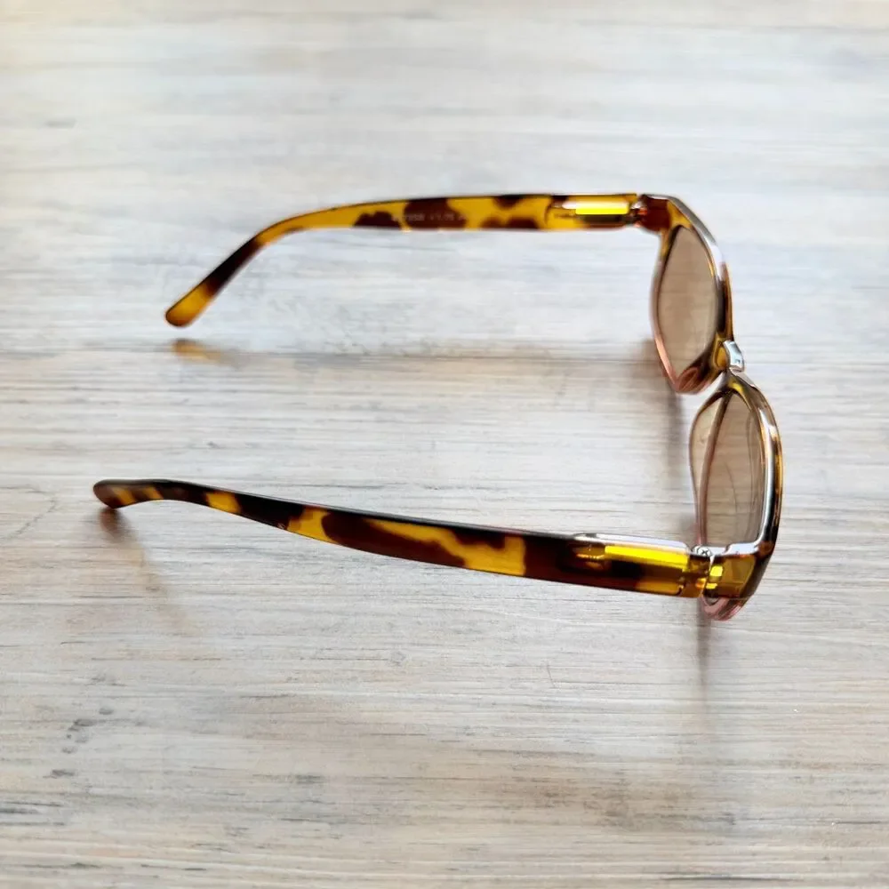 Vintage Y2K Sunglasses Reading Glasses +1.75 Tortoise Amber Pink